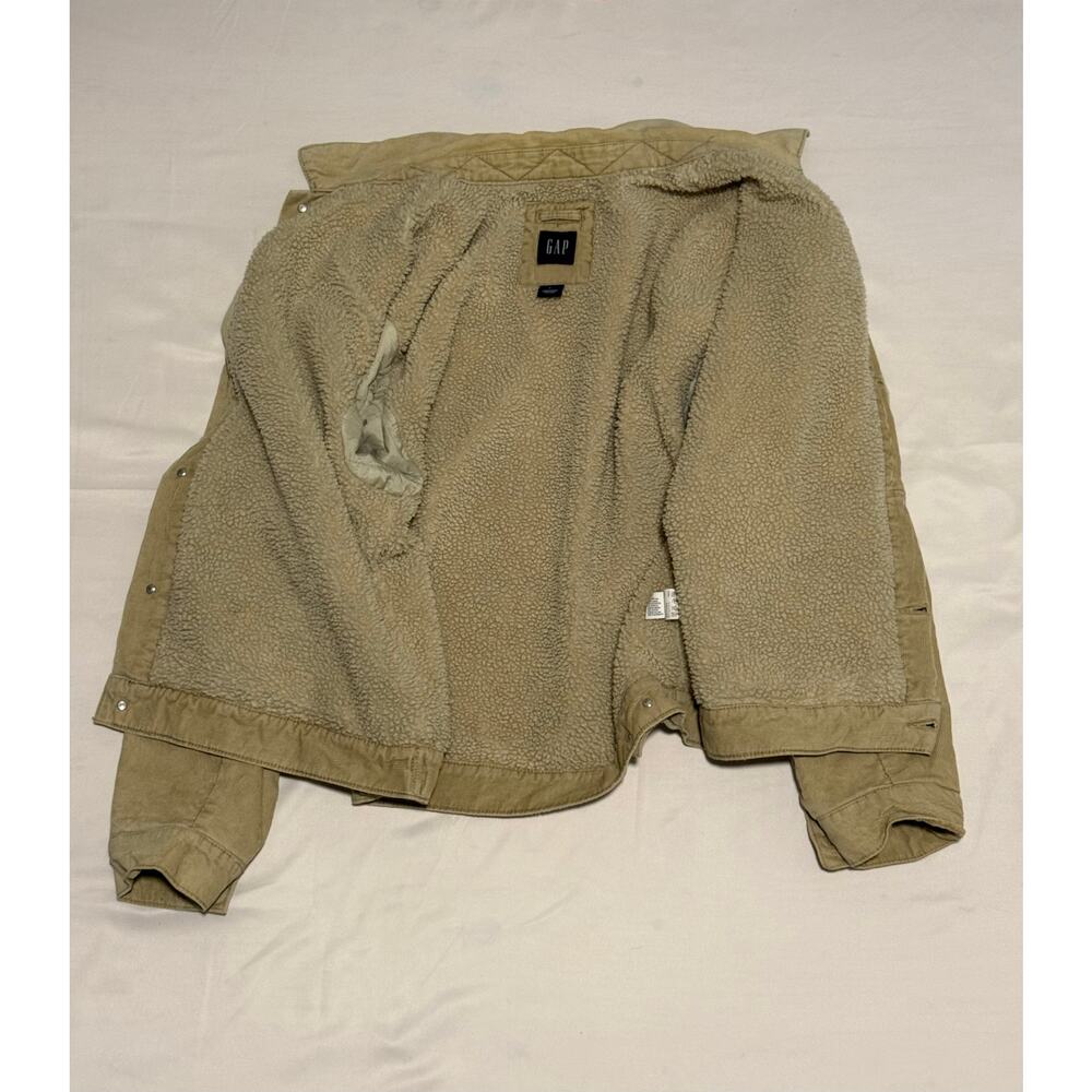Gap Jacket Men’s Large Sherpa Lined Vintage Y2K 90s Tan Corduroy Trucker - Picture 4 of 9